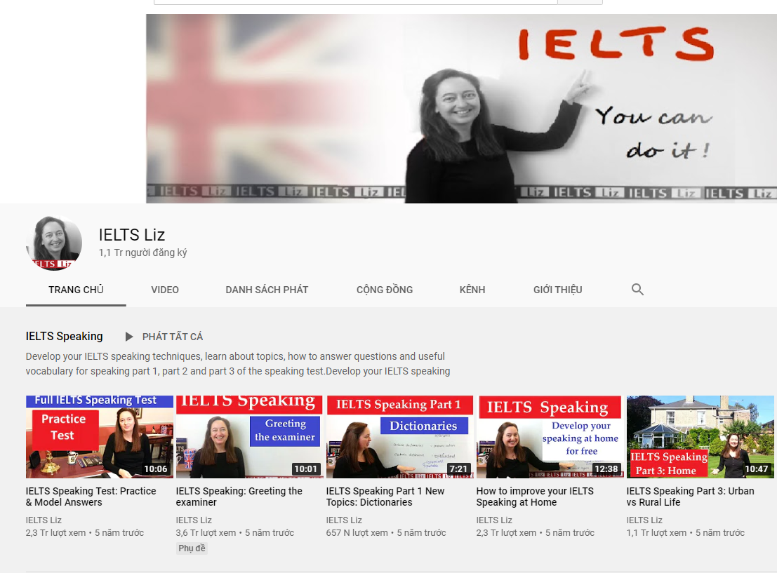 Luyện thi IELTS Online miễn phí tại IELTS Liz – YouTube channel